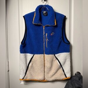 NikeSportswear Sherpa Fleece Gilet 'Blue Beige White' size medium